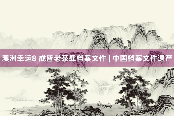 澳洲幸运8 成皆老茶肆档案文件 | 中国档案文件遗产