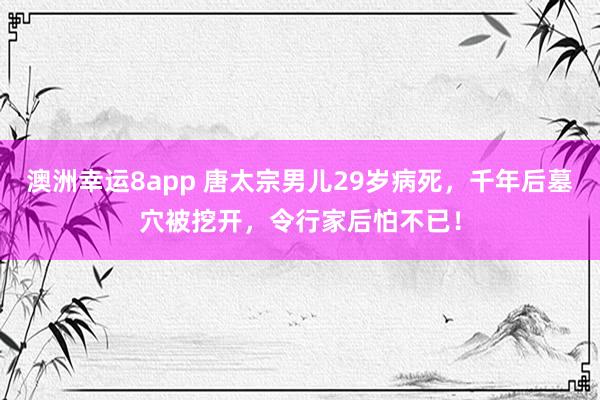 澳洲幸运8app 唐太宗男儿29岁病死，千年后墓穴被挖开，令行家后怕不已！