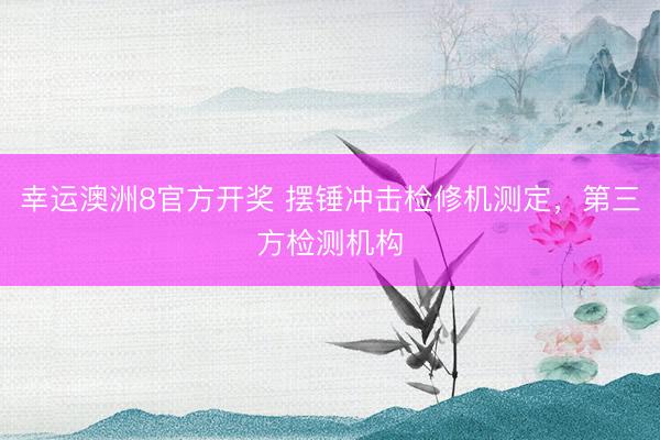 幸运澳洲8官方开奖 摆锤冲击检修机测定，第三方检测机构